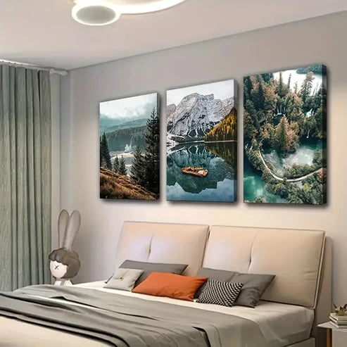 3pcs Nature Landscape Scandinavian Scenery Wall Art Set Canvas Unframed - High Quality Print 100% Australian Made Wall Canvas