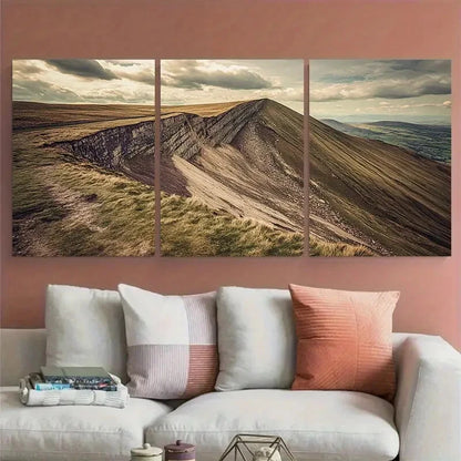 3pcs Great Ridge and Mam Tor Vintage Peak District Metal Print Ready to Hang Art - Bella Home Decor