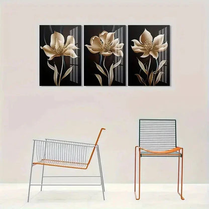 3pcs Abstract Black and Golden  Art Set Canvas Unframed - High Quality Print 100% Australian Made Wall Canvas - Bella Home Decor