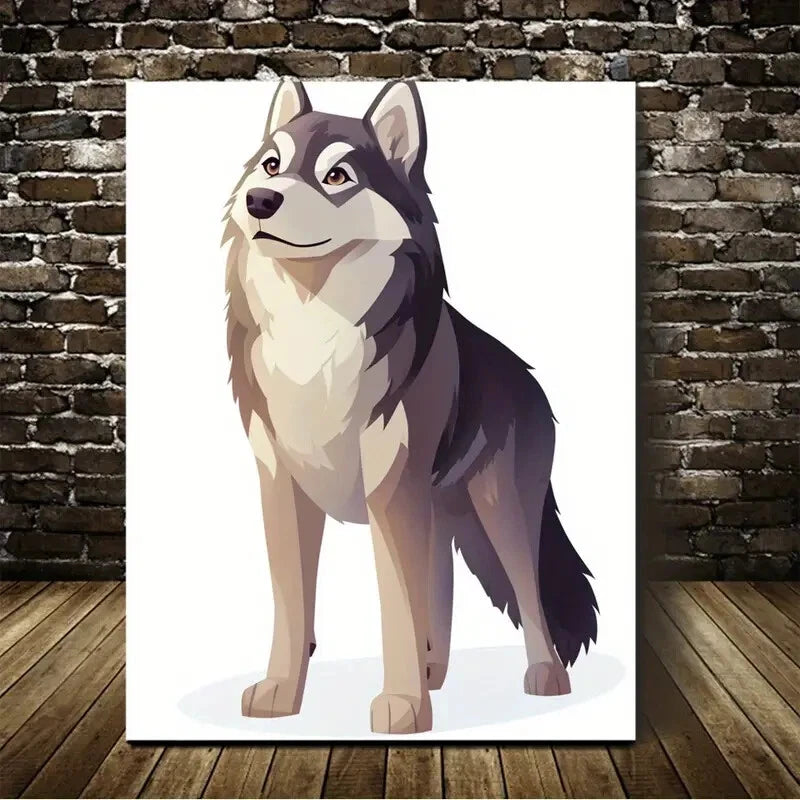 Beautiful alaskan malamuten suitable Painting 40x60cm Metal Print Ready to Hang - Bella Home Decor