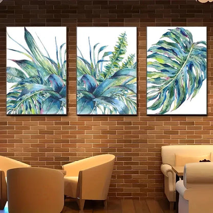 3pcs Tropical Leaf  Watercolor Monstera TLWM Wall Art Canvas  Framed 60x90cm - High Quality Print 100% Australian Made Wall Canvas Ready to Hang