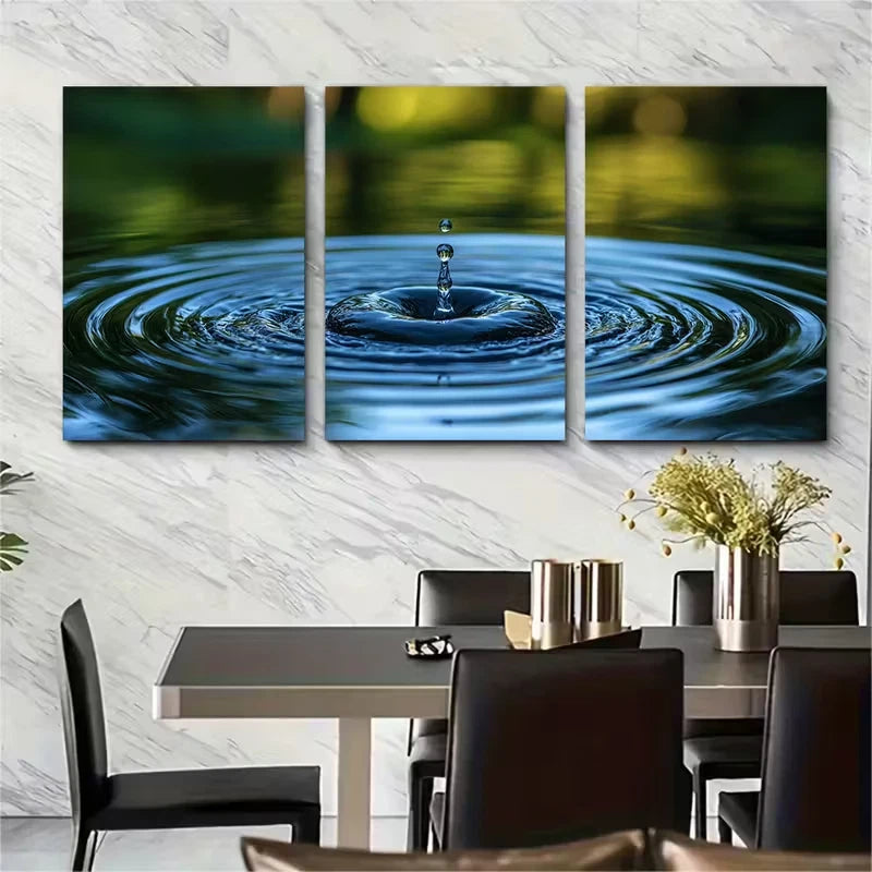 3pcs Circular Water Ripples Metal Print Ready to Hang Art - Bella Home Decor