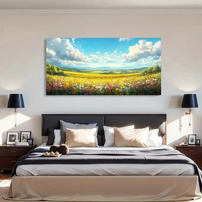 Vibrant Spring Flowers Mount Wall Art Canvas Office Home Room Framed 120x60cm - Bella Home Decor