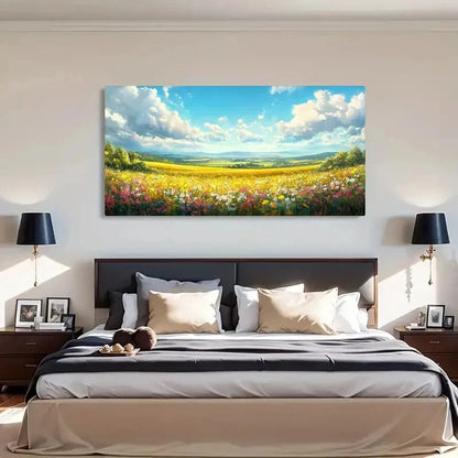 Vibrant Spring Flowers Mount Wall Art Canvas Office Home Room Framed 120x60cm - Bella Home Decor