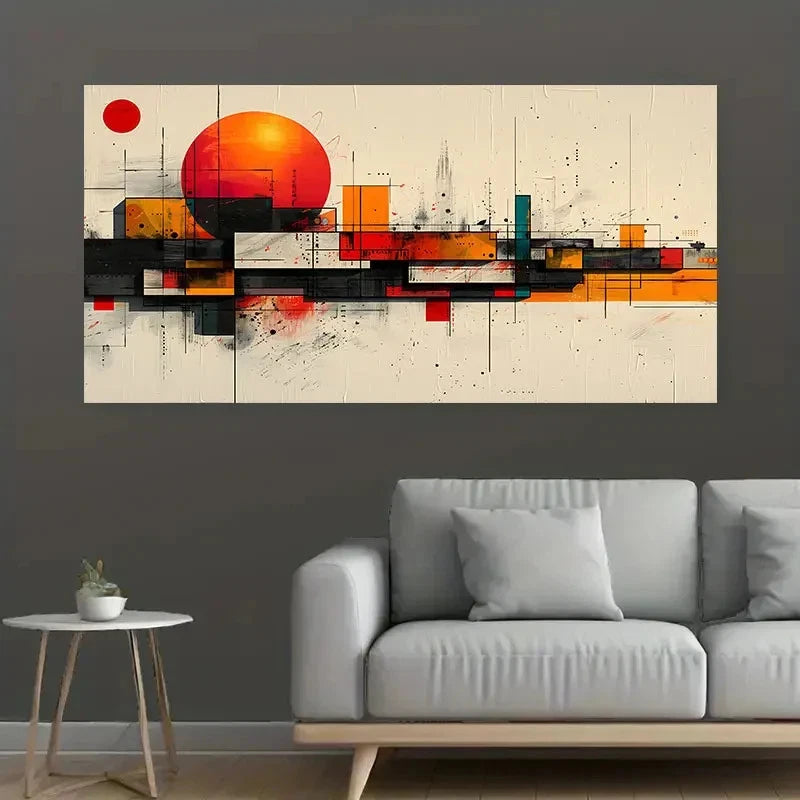 Abstract Geometric Wall Art Canvas Office Home Room Framed 120x60cm