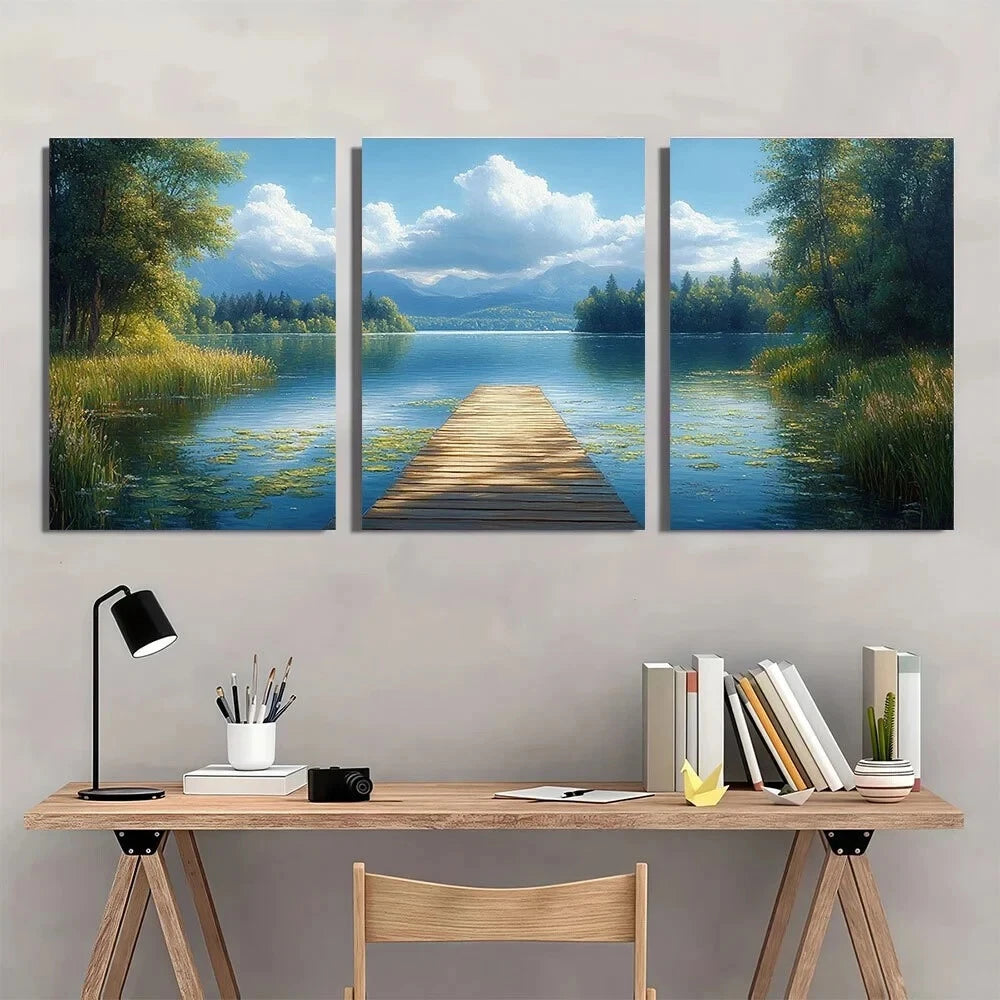 3pcs Lilly Pads Mountains & Greenery Metal Print Ready to Hang Art - Bella Home Decor