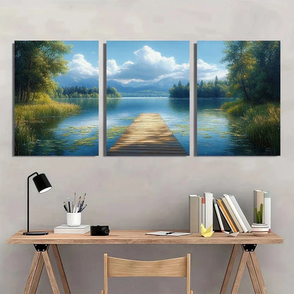 3pcs Lilly Pads Mountains & Greenery Metal Print Ready to Hang Art - Bella Home Decor