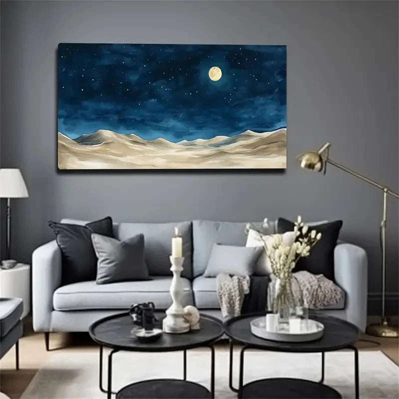Quiet Desert Night Sky Space Wall Art Canvas Office Home Room Framed 120x60cm