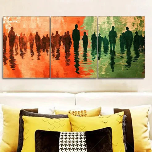 3pcs The Man on the Ripples Abstract Painting Wall Art Set Canvas Unframed - High Quality Print 100% Australian Made Wall Canvas