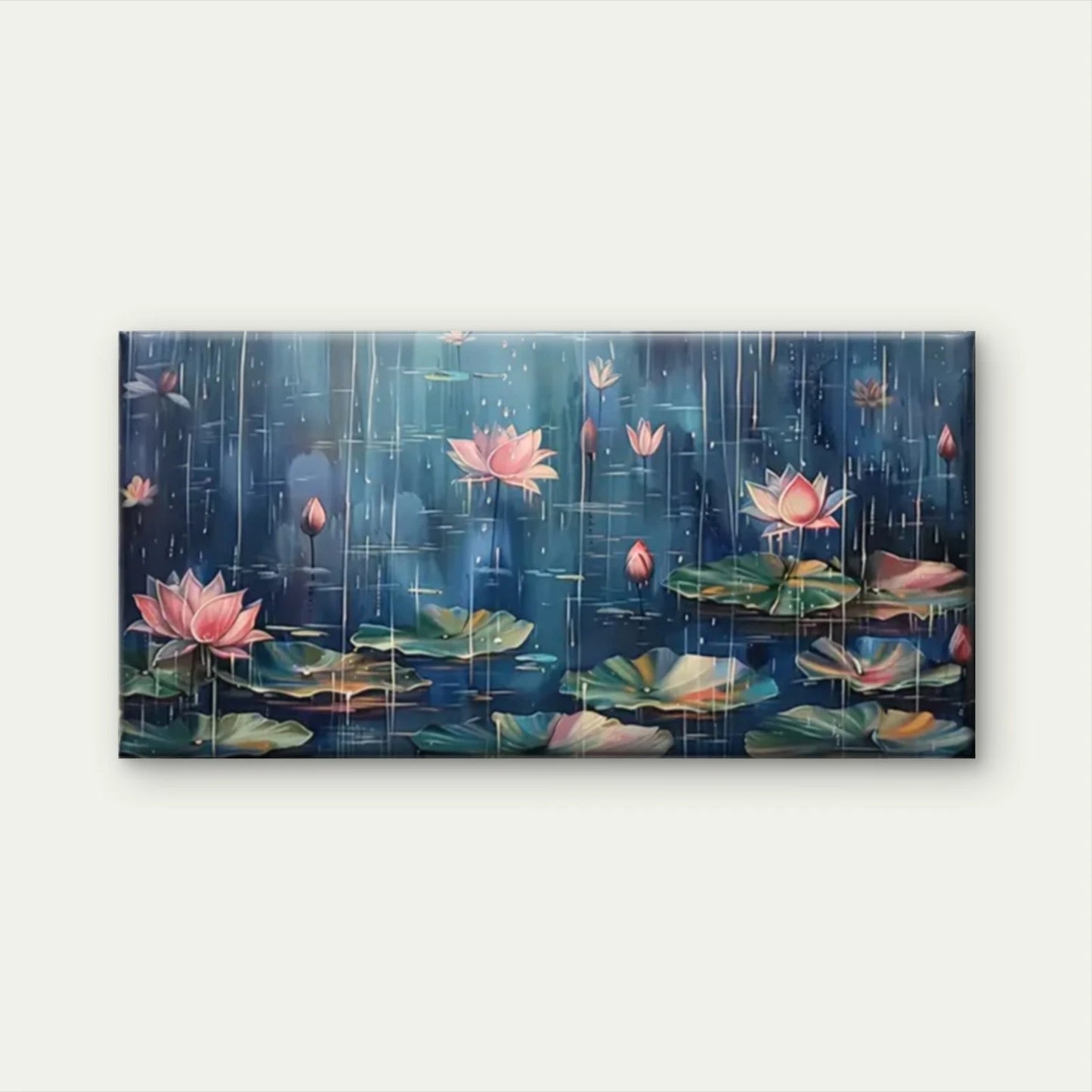 Water Pink Lily Paintings Wall Art Canvas Office Home Room Framed 120x60cm