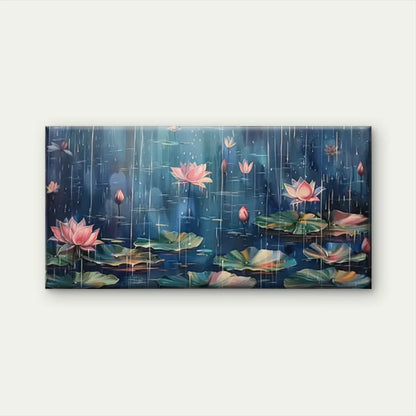 Water Pink Lily Paintings Wall Art Canvas Office Home Room Framed 120x60cm