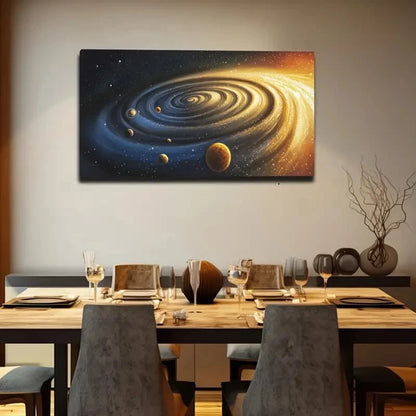 Spiral Galaxy Structure Planets Wall Art Canvas Office Home Room Framed 120x60cm