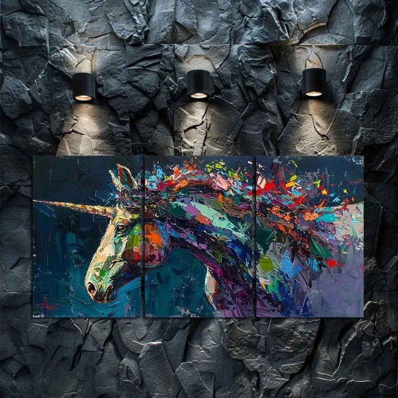 3pcs Sparkling Horns Charming Unicorn Metal Print Ready to Hang Art