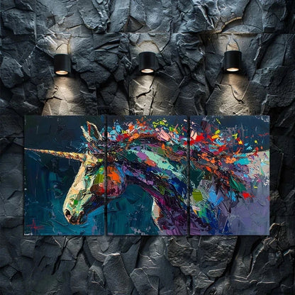 3pcs Sparkling Horns Charming Unicorn Metal Print Ready to Hang Art