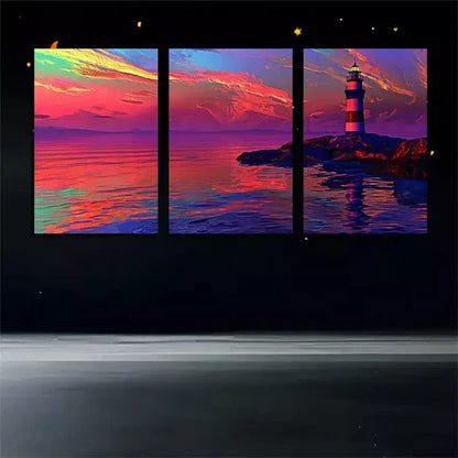 3pcs Seaside Lighthouse Art Canvas Unframed - High Quality Print 100% Australian Made Wall Canvas