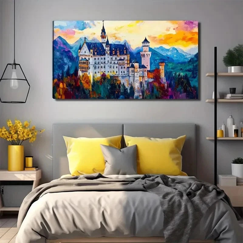 Color Castle Suitable Wall Art Canvas Office Home Room Framed 120x60cm