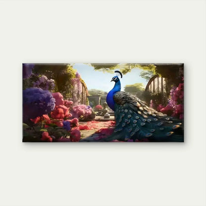 Peacocks Lush Green Field Wall Art Canvas Office Home Room Framed 120x60cm