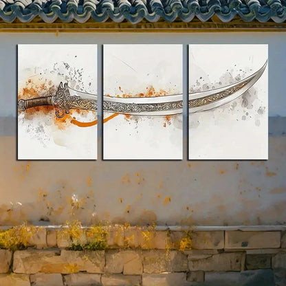 3pcs Artistic Sword Design Metal Print Ready to Hang Art - Bella Home Decor