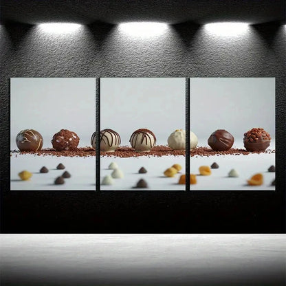 3pcs Decorative Chocolate and Sweets Theme Metal Print Ready to Hang Art - Bella Home Decor