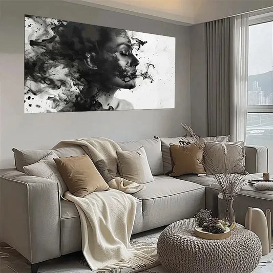 Black & White Woman Portrait Wall Art wall canvas office home room framed 120x60cm - Bella Home Decor