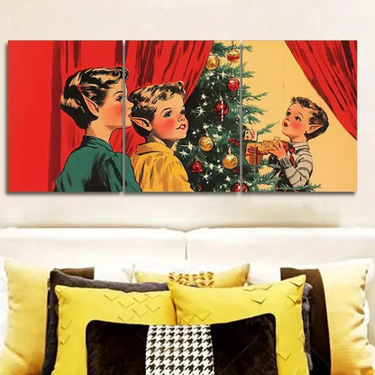 3pcs Merry Christmas Scene Wall Art Set Canvas Unframed - High Quality Print 100% Australian Made Wall Canvas