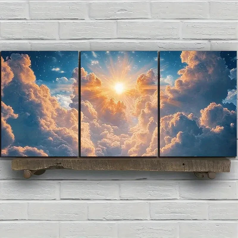3pcs Beautiful Sky Sunrise Clouds Metal Print Ready to Hang Art - Bella Home Decor