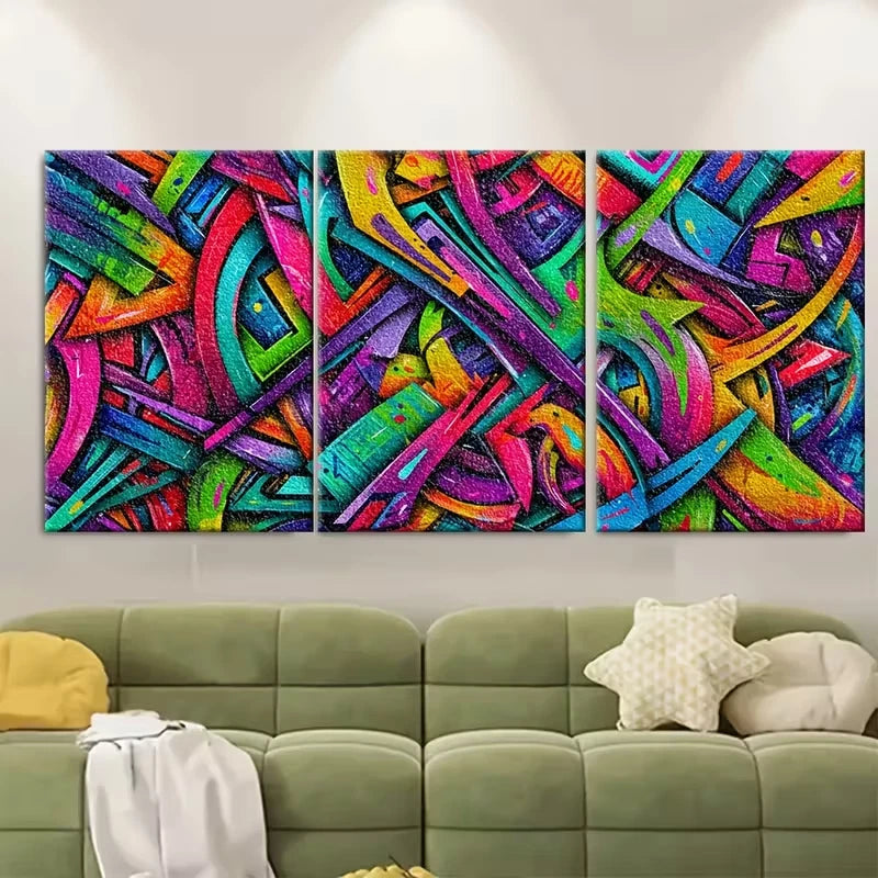 3pcs Street Art Graffiti Metal Print Ready to Hang Art