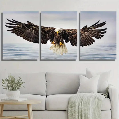 3pcs Bald Eagle in Flight Vibrant Nature Metal Print Ready to Hang Art - Bella Home Decor