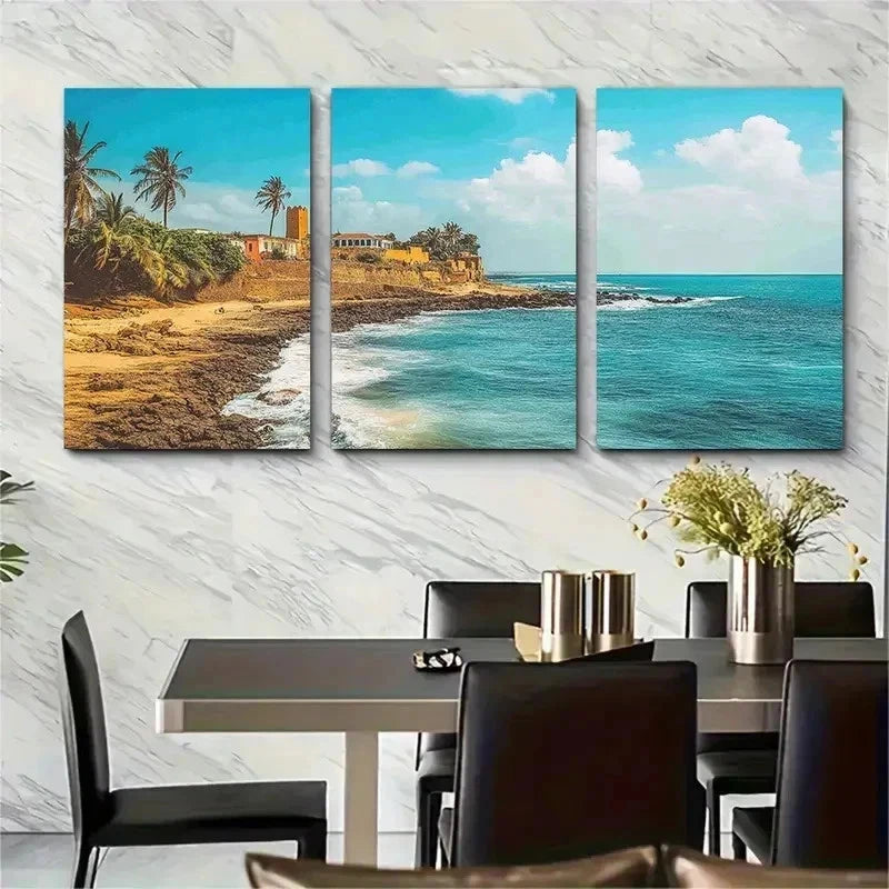 3pcs Senegal Décor West Africa Travel Perfect Wall Art Set Canvas Framed 50x70cm - High Quality Print 100% Australian Made Wall Canvas Ready to Hang