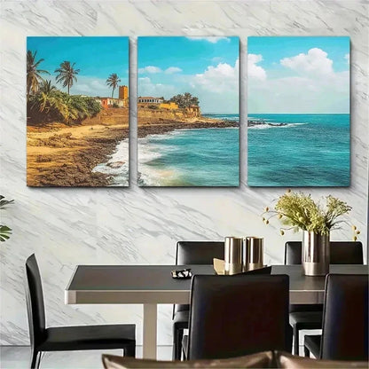 3pcs Senegal Décor West Africa Travel Perfect Wall Art Set Canvas Framed 50x70cm - High Quality Print 100% Australian Made Wall Canvas Ready to Hang