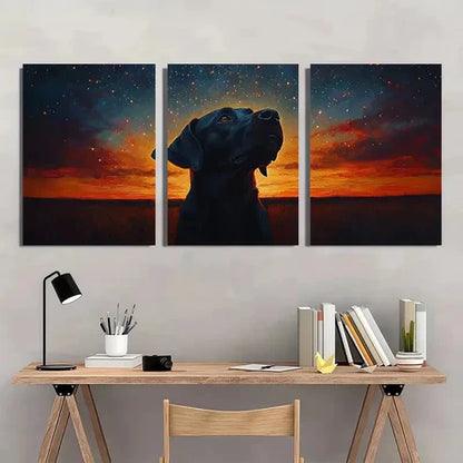 3pcs Starry Sky Dog Vibrant Colors  Wall Art Set Canvas Unframed - High Quality Print 100% Australian Made Wall Canvas
