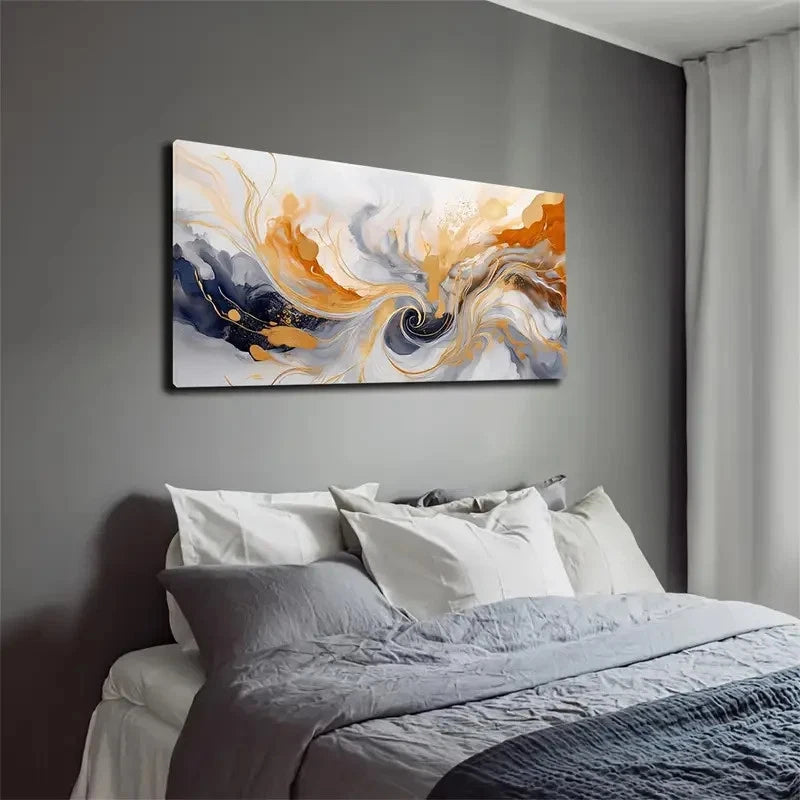 Modern Bohemian Golden Wall Art canvas office home room framed 120x60cm - Bella Home Decor