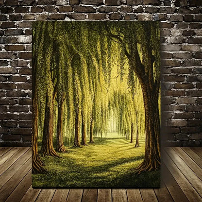 Beautiful Flourishing Willow Forest Serene Green 40x60cm Metal Print Ready to Hang - Bella Home Decor