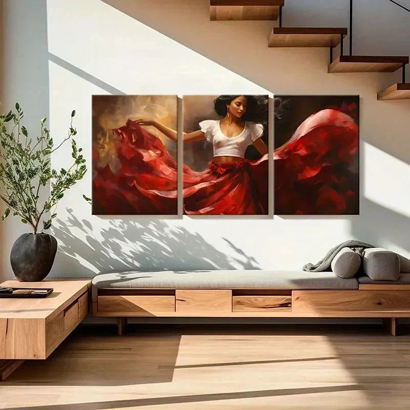 3pcs Abstract Latin Woman Dancing Wall Art Set Canvas Framed 40x60cm - High Quality Print 100% Australian Made Wall Canvas Ready to Hang - Bella Home Decor