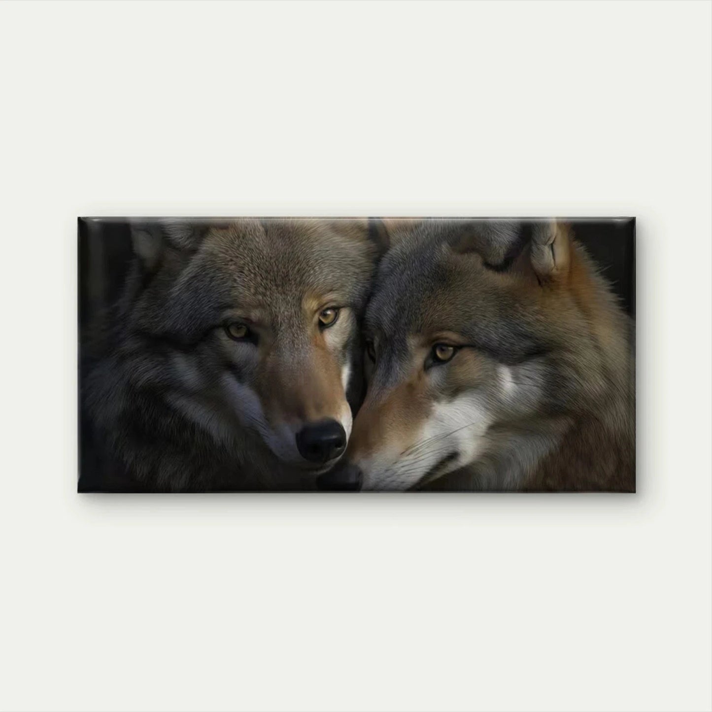 Modern Two Wolves Wall Art Canvas Office Home Room Framed 120x60cm