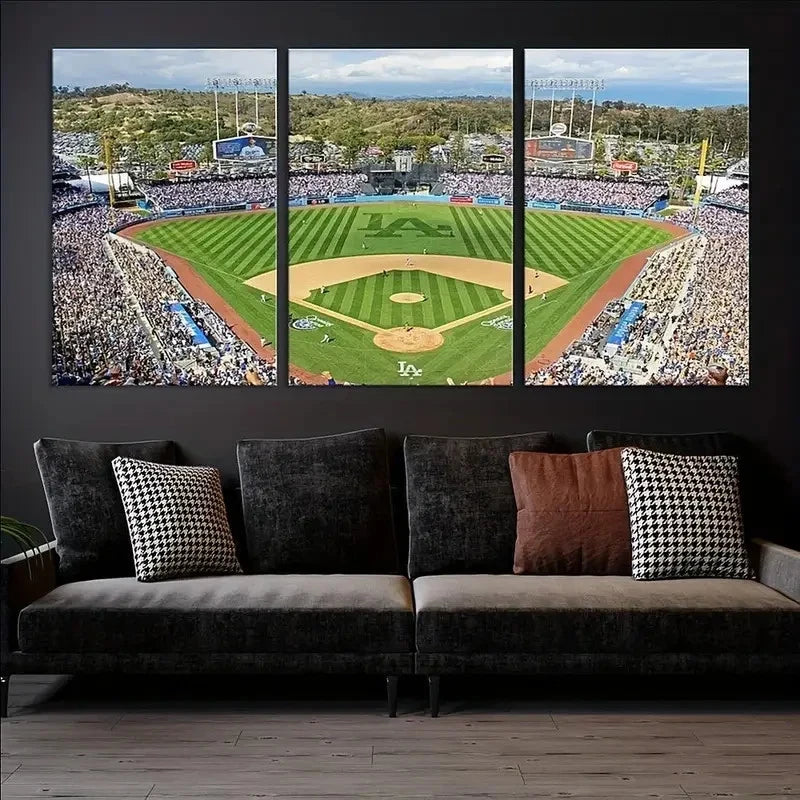 3pcs Baseball Stadium LA Stadium Print Metal Print Ready to Hang Art - Bella Home Decor