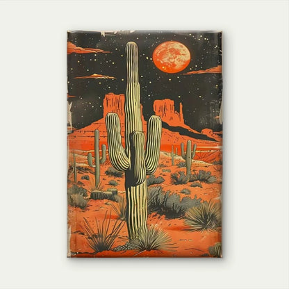 Desert Cactus Under Blood-Red Moon Portrait 60x90cm Home Decor Wall Print Art - Bella Home Decor