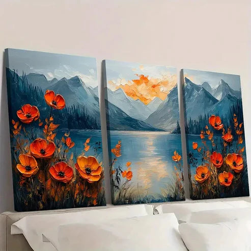 3pcs Flower Painting Floral Original YI Wall Art Set Canvas Unframed - High Quality Print 100% Australian Made Wall Canvas