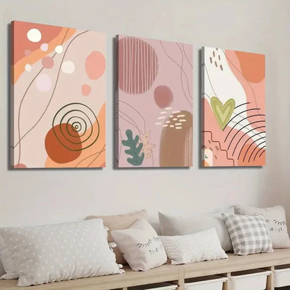 3pcs Abstract Modern Boho Style Geometric Shape Wall Art Set Canvas Unframed - High Quality Print 100% Australian Made Wall Canvas - Bella Home Decor