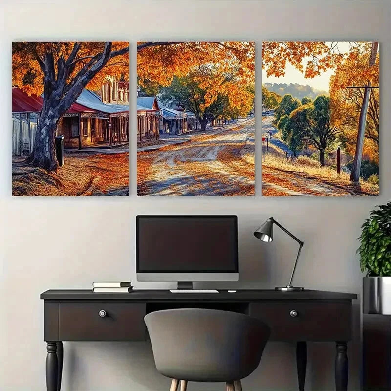 3pcs Sovereign Hill Travel Main Street Metal Print Ready to Hang Art - Bella Home Decor