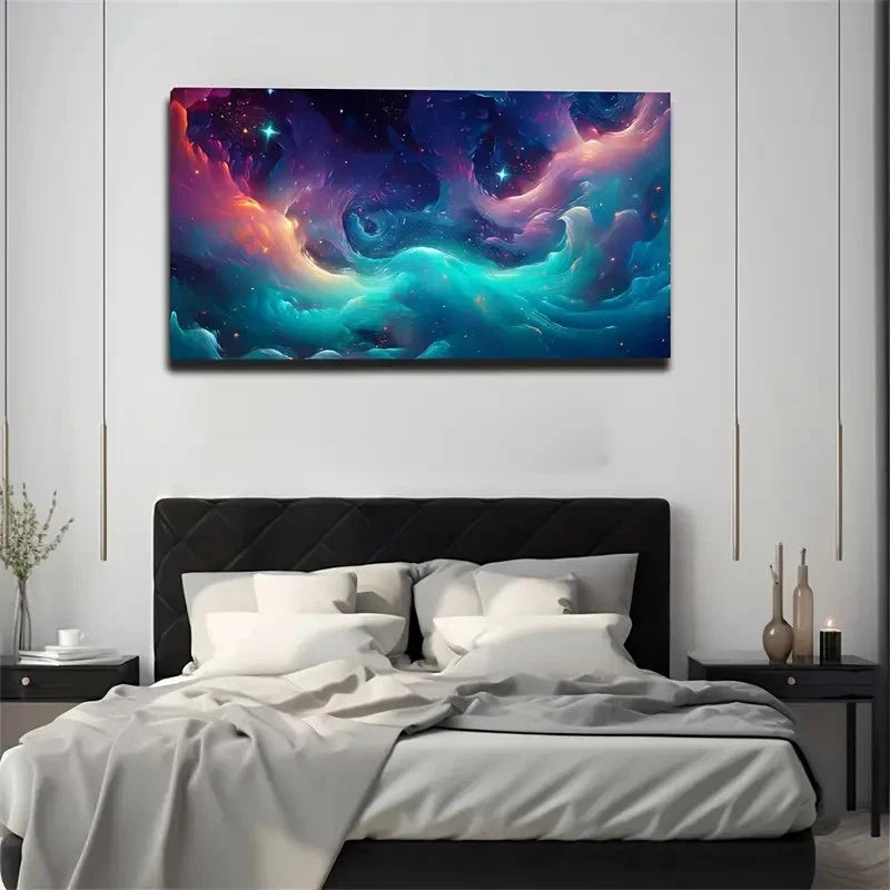 Starry Nebula Cosmic Décor Wall Art Canvas Office Home Room Framed 120x60cm