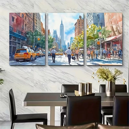 3pcs New York Watercolor Metal Print Ready to Hang Art