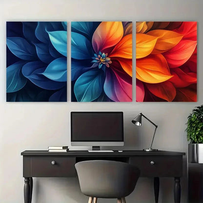 3pcs Abstract Flower Digital Illustration Wall Art Set Canvas Framed 40x60cm - High Quality Print 100% Australian Made Wall Canvas Ready to Hang - Bella Home Decor
