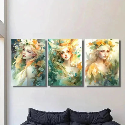 3pcs Magical Water Fairy Elf Girl Wall Art Set Canvas Unframed - High Quality Print 100% Australian Made Wall Canvas