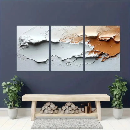 3pcs Featuring Original Minimalist Textured Metal Print Ready to Hang Art - Bella Home Decor