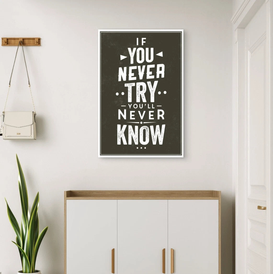 If You Never Try You'll Never Know Quote 40x60cm Metal Print Ready to Hang