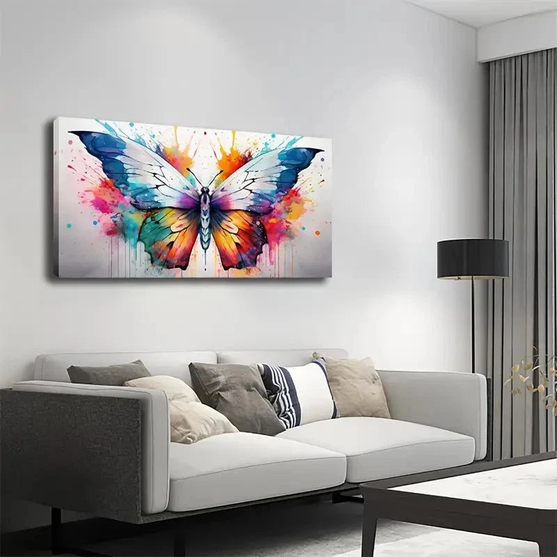 Vibrant Colorful Butterfly Wall Art Canvas Office Home Room Framed 120x60cm
