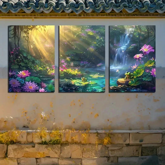 3pcs Vibrant Beautiful Spring Garden Metal Print Ready to Hang Art