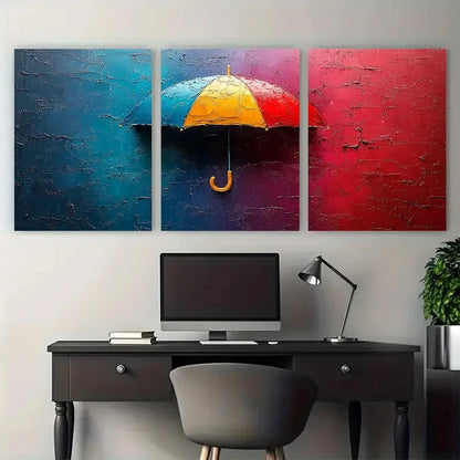3pcs Bright Colorful Umbrella Design Wall Art Set Canvas Framed 40x60cm - High Quality Print 100% Australian Made Wall Canvas Ready to Hang - Bella Home Decor