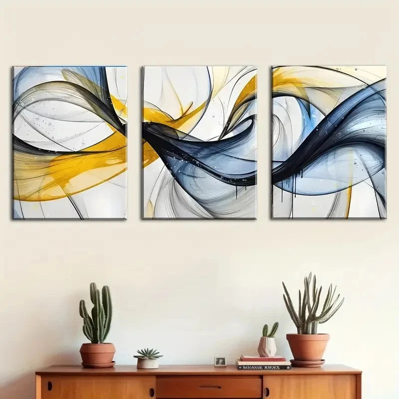 3pcs Abstract Art Design Paintings Metal Print Ready to Hang Art